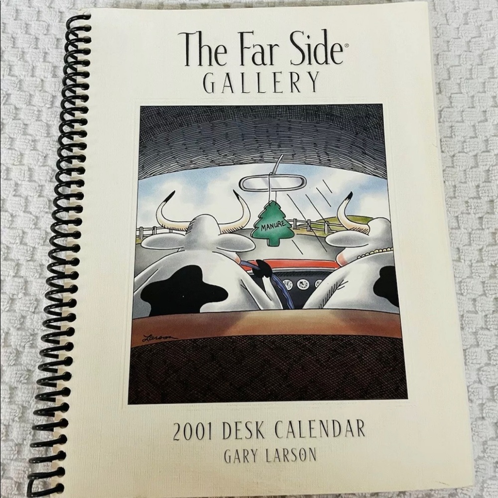 The Far Side Gallery 2001 Desk Calendar Gary Larson. Has some marks, writing.